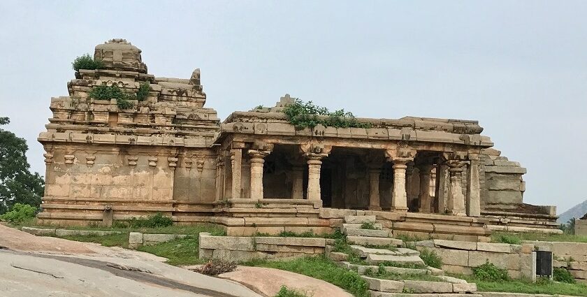 Snapshot of the beautiful ancient temple upon the hills amidst the lush greenery.