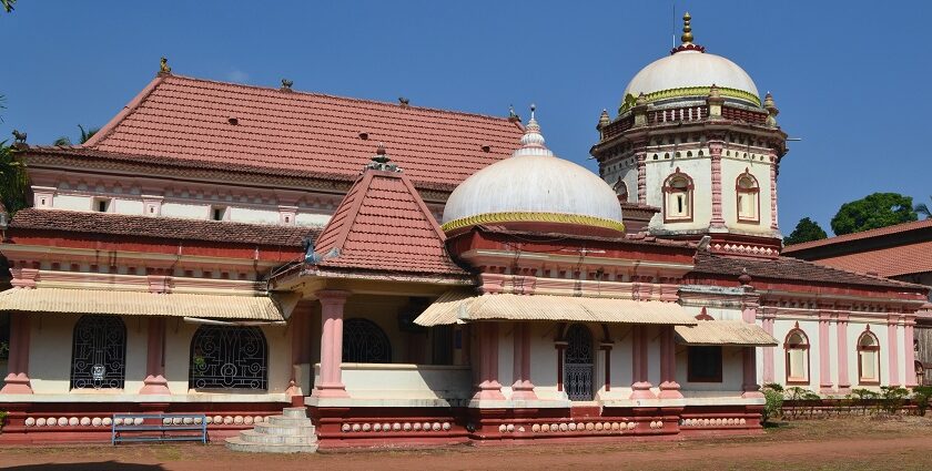 Image of a temple in Goa with lush green surroundings - explore the temples in south Goa