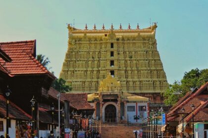 A breathtaking view of a holy shrine in Kerala with stunning architecture during the day.