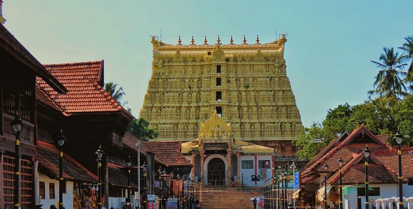 A breathtaking view of a holy shrine in Kerala with stunning architecture during the day.