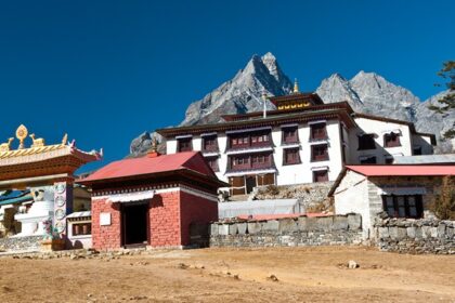 Tengboche monastery, a Buddhist monastery in the Khumbu region of the Himalayas in Nepal.