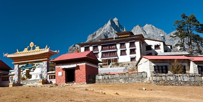 Tengboche monastery, a Buddhist monastery in the Khumbu region of the Himalayas in Nepal.