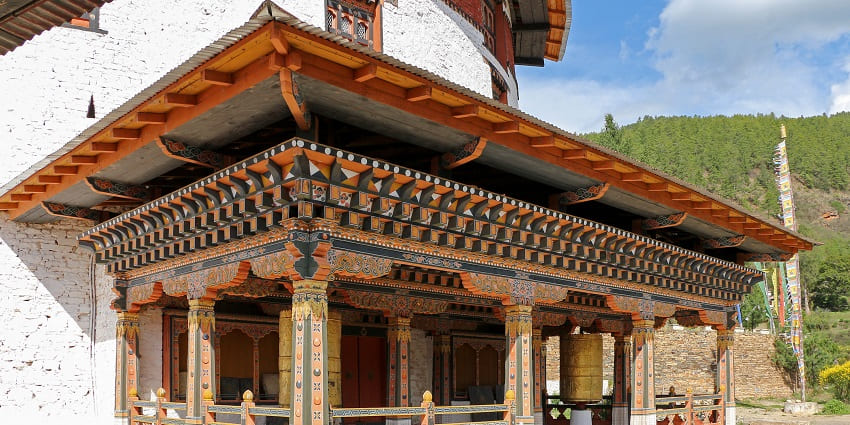 A vibrant textile used in traditional Bhutanese clothing, the best thing to see in Thimphu.