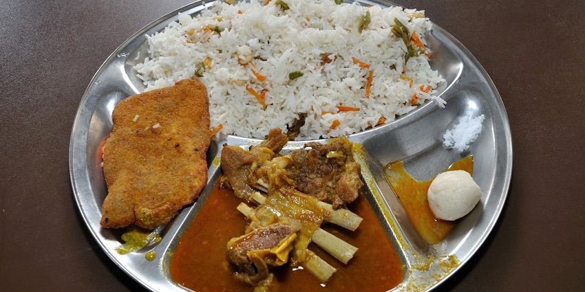 A view of plate with Indian cuisine at The Grand Thakar renowned for a variety of options.