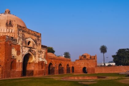 A glimpse of a famous tourist attraction of the region made up of red sandstones.