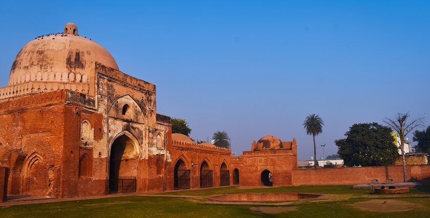 A glimpse of a famous tourist attraction of the region made up of red sandstones.