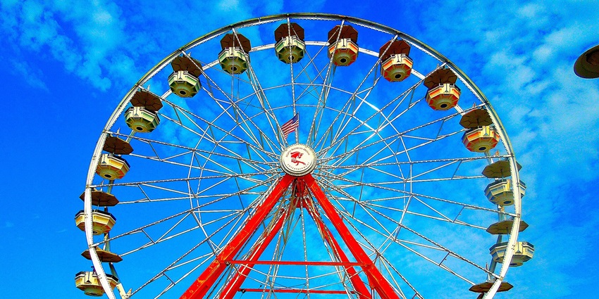 Snapshot of the thrilling giant wheel and the other thrilling ride in the amusement park in Goa