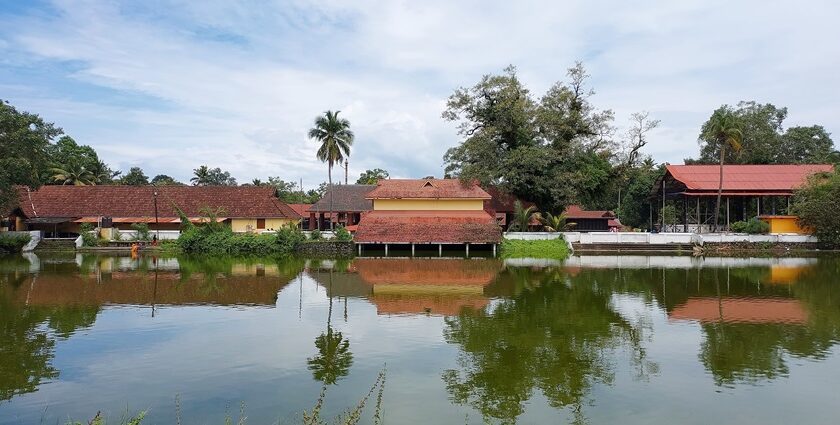 A mesmerising view of a temple in Kerala with stunning architecture during the daytime.