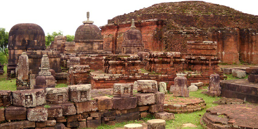 Ruins of the main Stupa and small stupas at Ratnagiri Monastery in Jajpur District, Odisha