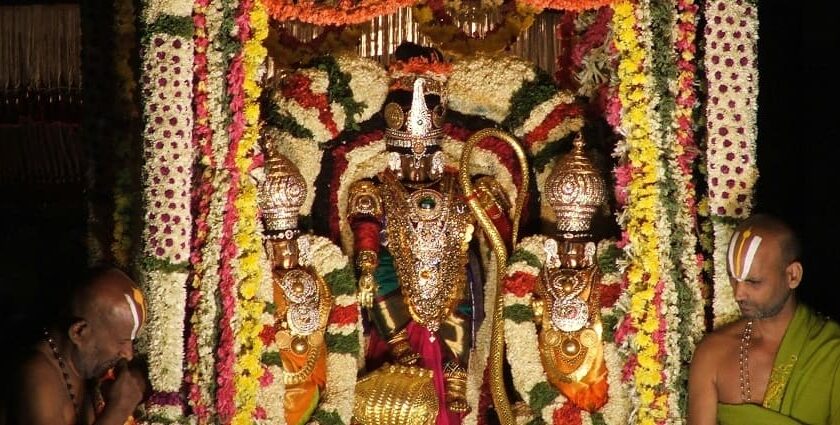 Majestically decorated idol on Tirumala Brahmotsavam, one of the most famous festivals in Andhra Pradesh