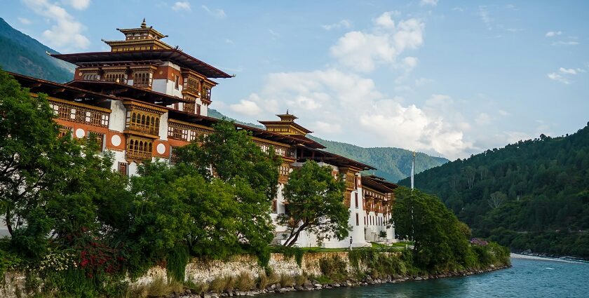 The view of Dzong of Bhutan, one of the best places to visit in Bhutan in December