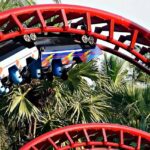 A thrilling roller coaster ride at one of the water parks in Jaipur, adding excitement to the day.