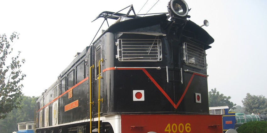 The train is shown as a prop in the Rail Museum Delhi for tourists to explore.