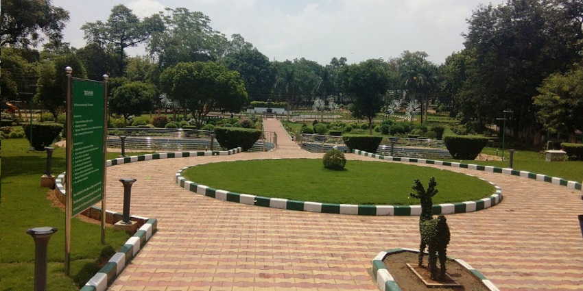 Scenic image from the inside of the Trilochan park in Odisha around the olasuni Temple