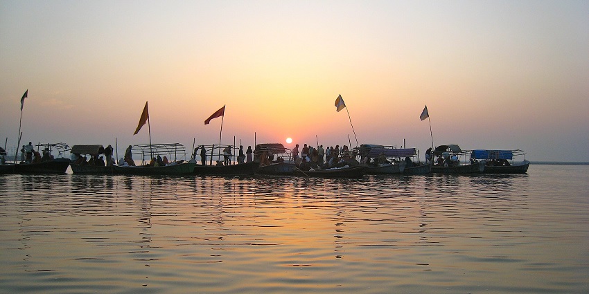 A view of Triveni Sangam, which is a holy place near Bhilwara where three rivers meet.