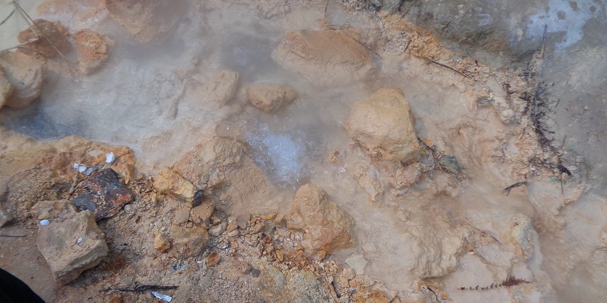 The natural hot water thermal spring in one of the temple complexes of India.