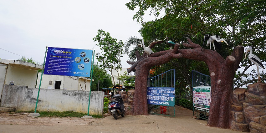 Entrance to the Uppalapadu Bird Sanctuary in Andhra Pradesh, a haven for migratory birds and wildlife.