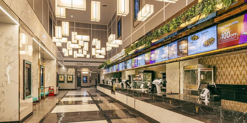 An interior view of VR Surat Mall showcasing the modern architecture and spectacular ambience at the mall.