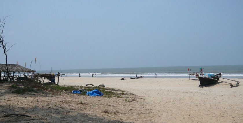 Panoramic view of the beautiful Varca Beach and the shores of Arabian Ocean