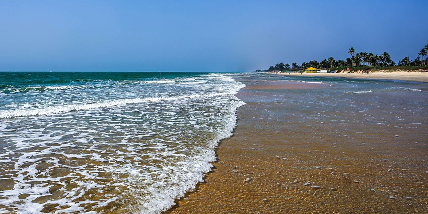 An idyllic glimpse of the Varca Beach, one of the enchanting beaches in South Goa.