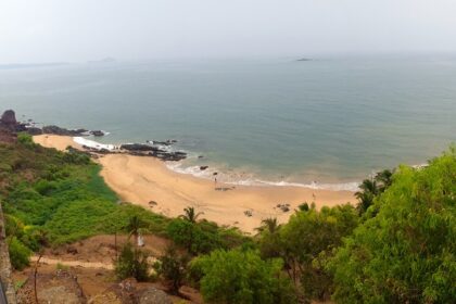 Panoramic view of a beach a scenic place to visit near Vasco da Gama city in Goa