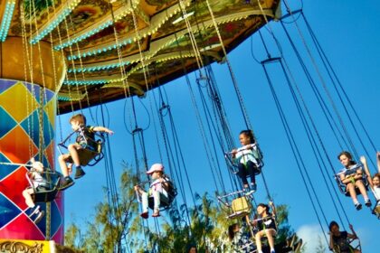 Image of toddlers enjoying in an adventure park with colourful rides