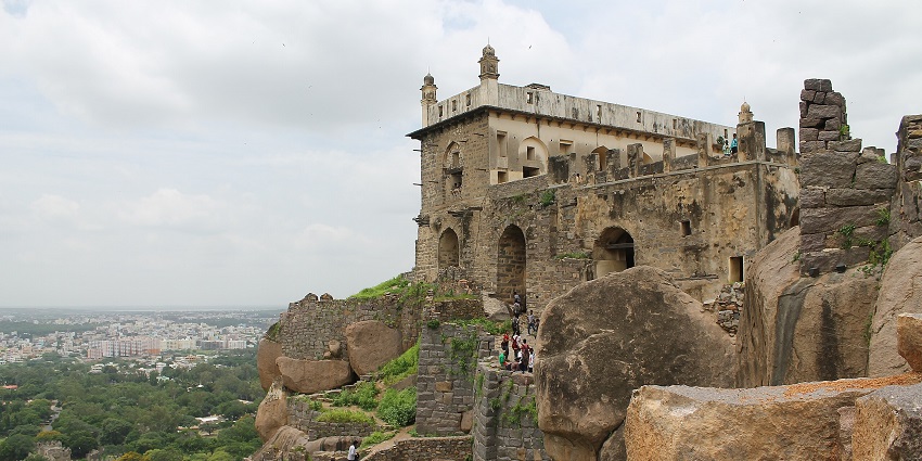 Golconda Fort a historic fortress and popular tourist place in India.