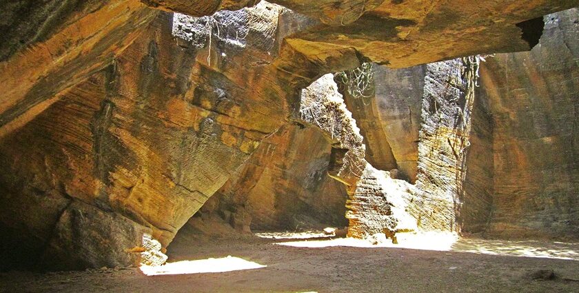 Scenic view of Naida Caves in Diu, showcasing unique rock formations and coastal beauty.