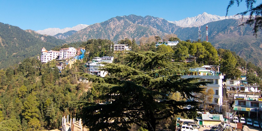 Panoramic view of McLeodGanj from the Dalai Lama Temple, a popular tourist attraction near Bhagsunag Temple