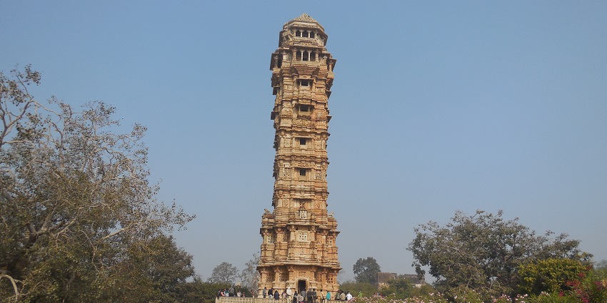 Detailed view of the Vijay Stambh, an important tourist location to visit in Chittorgarh.