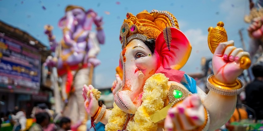 Idol of Lord Ganesh carried around the Vinayaka chaturthi celebrations