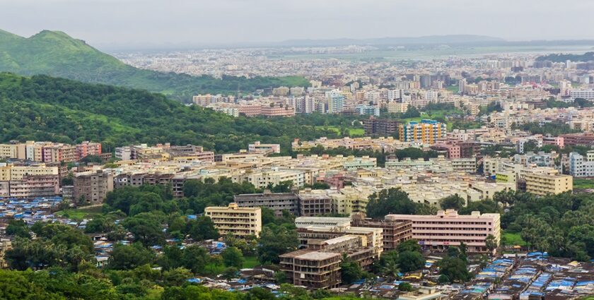 An aerial view of the buildings in Virar in Maharashtra, which is home to many tourist attractions