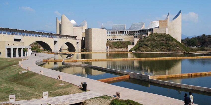 Clear view of the Virasat-e-Khalsa Museum in the Anandpur district of Punjab in India