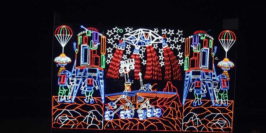 A picture showing the wonderful lighting arrangements at the Visakha Utsav in Andhra Pradesh