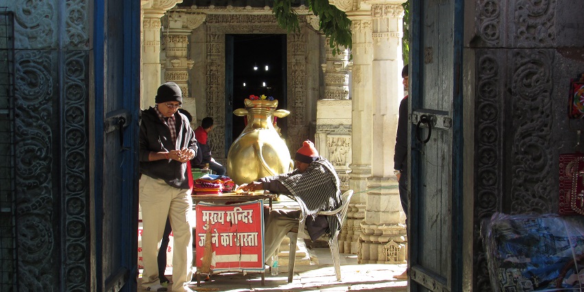 A view of the Achalgarh Temple in Mount Abu, featuring its distinctive architectural style and serene setting