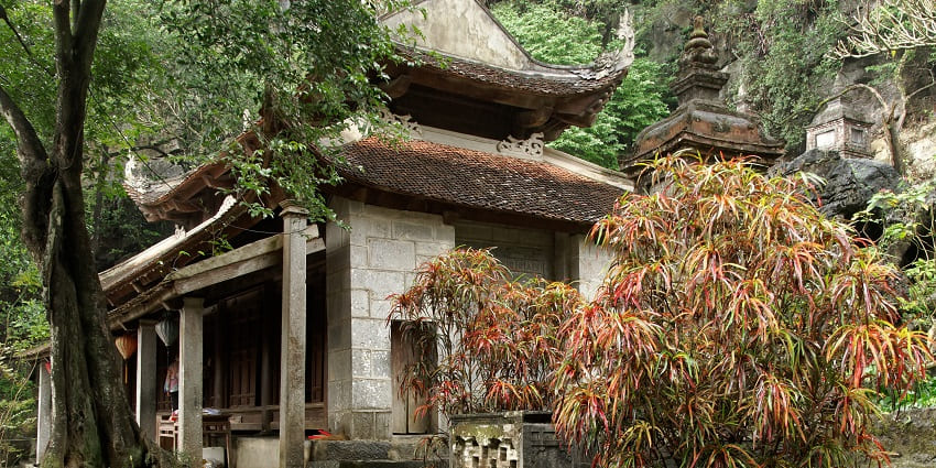 Bich Dong Pagoda, set in a beautiful natural landscape with ancient temple structures