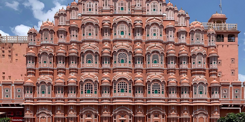 Hawa Mahal's intricate façade in Jaipur, a famous architectural marvel with 953 windows.
