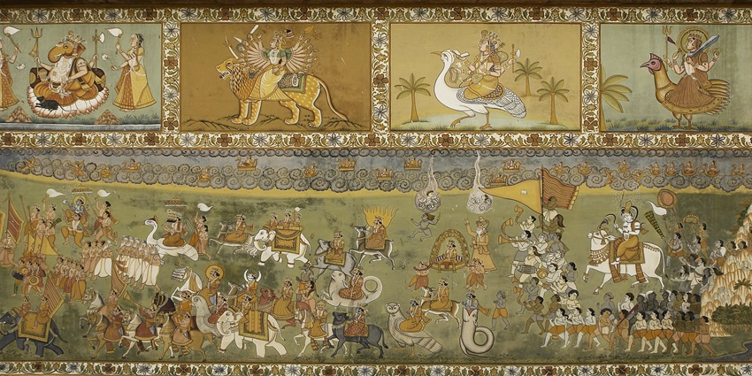 Image depicting Jodhpuri traditional fresco as taught in Umaid Heritage Art School.