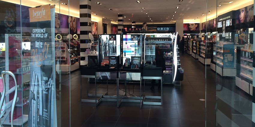 A view of the entrance to the make-up section of a Sephora store for shopping in Krabi.