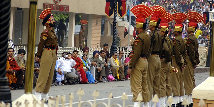 The flag-lowering ceremony at Wagah Border was completed with enthusiastic crowds.
