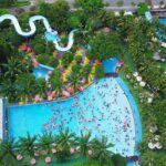 The water park in Baroda consists of a wave pool and multiple water slides.