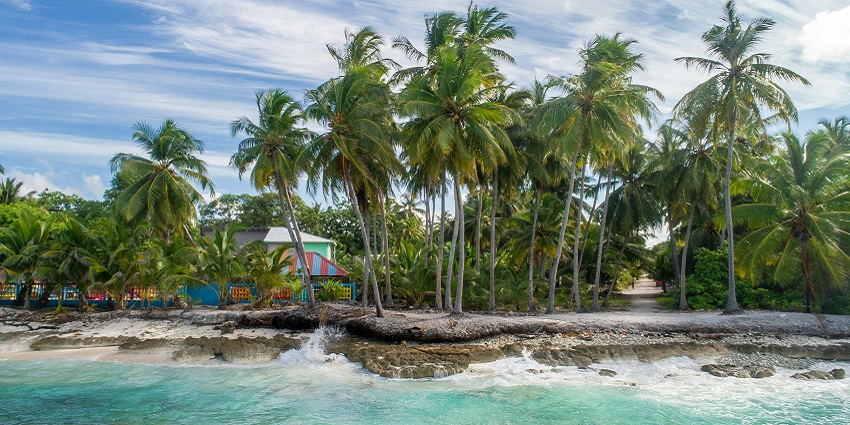 A glimpse of the tall swaying palm trees, pristine golden sands, and azure waters.