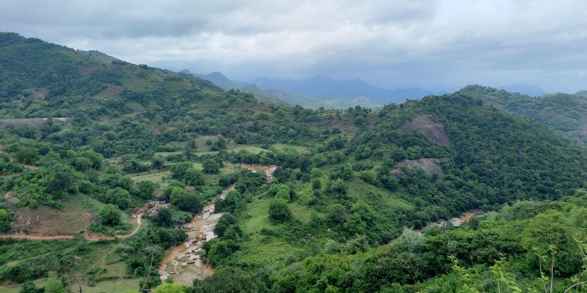 Eastern Ghats view during monsoon near Sunki in Odisha having a clear sky and weather
