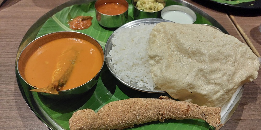 The traditional meal of Mangalore.