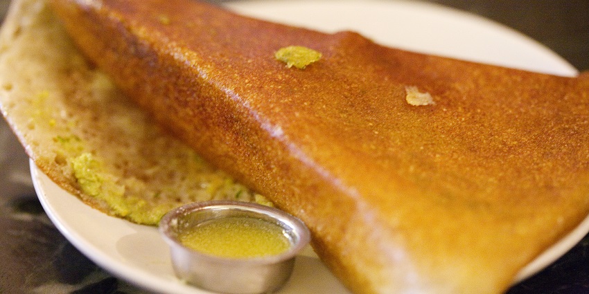 The famous food of Bangalore is served on the banana leaf.