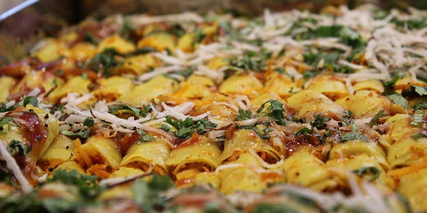 Tantalise your tastebuds with the Gujarati dish, Khandvi at one of the restaurants near this water park