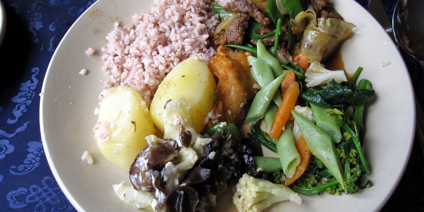 Traditional Bhutanese food, reflecting the cultural heritage around Sakteng Sanctuary.