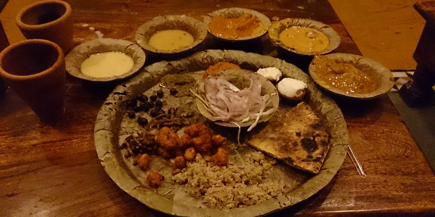 Traditional Rajasthani dishes served at a local eatery near Shergarh Wildlife Sanctuary.