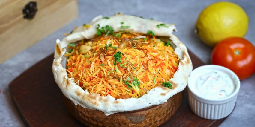 A bowl of Biryani that can be found in some restaurants in Bhopal.