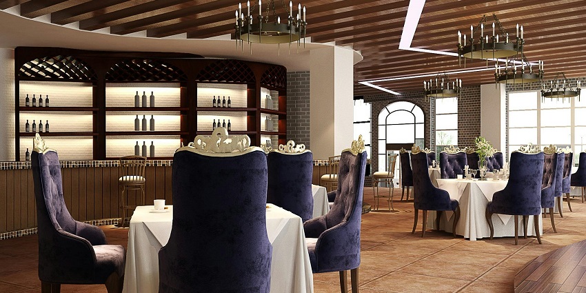 Snapshot from the inside of the restaurant in a beautiful setting of the city